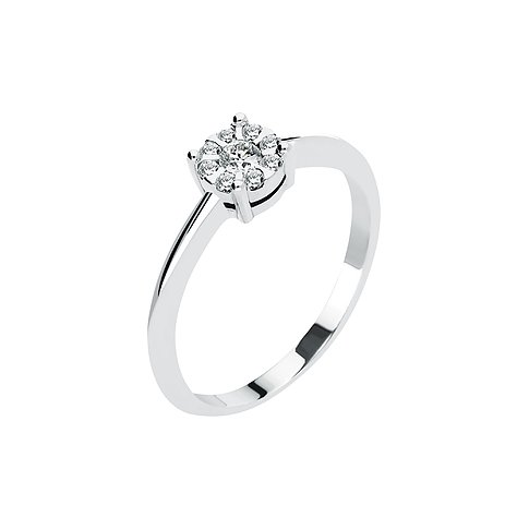 CHRIST Ring aus 585 Weißgold mit Diamanten im Cluster-Look.