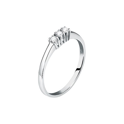 Bague CHRIST en or blanc 375 avec trois diamants étincelants.
