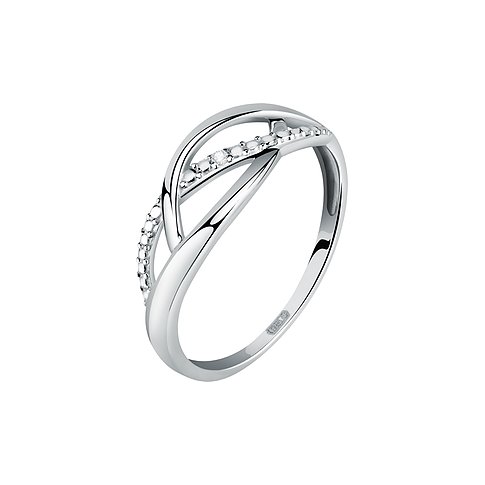Ein geschwungener CHRIST Ring aus Weißgold mit funkelnden Diamanten, der eine elegante Silhouette bildet.