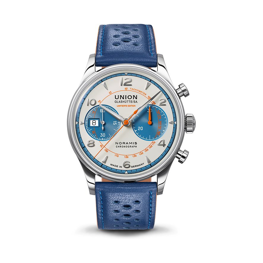 Union Glashütte Chronograph Noramis Chronograph D0124271601709, Unisex, Edelstahl, Armband: Kalbleder, Automatik, analog