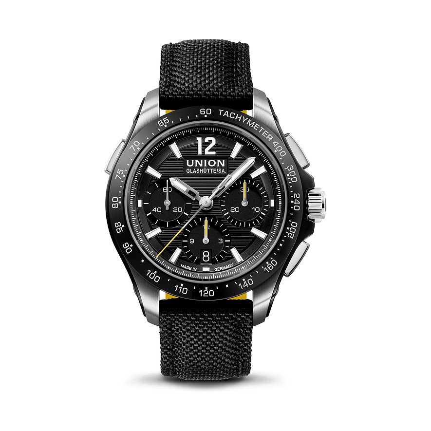 Union Glashütte Uhren-Set inkl. Wechselarmband Belisar Sport Chronograph D0149271605700, Unisex, Edelstahl, Edelstahl, Keramik, Armband: Kalbleder,
