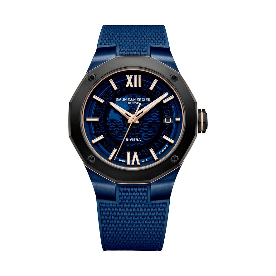 Baume & Mercier Herrenuhr Riviera M0A10769, Herren, Edelstahl, Armband: Kautschuk, Automatik, analog
