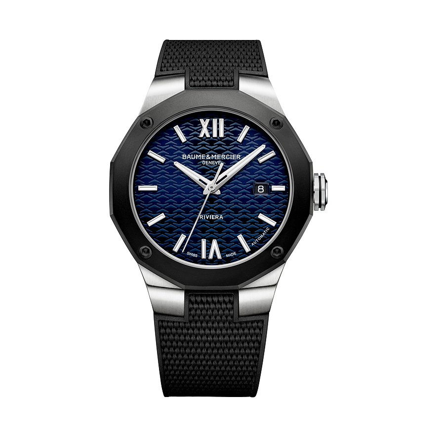 Baume & Mercier Herrenuhr Riviera M0A10768, Herren, Edelstahl, Armband: Kautschuk, Automatik, analog