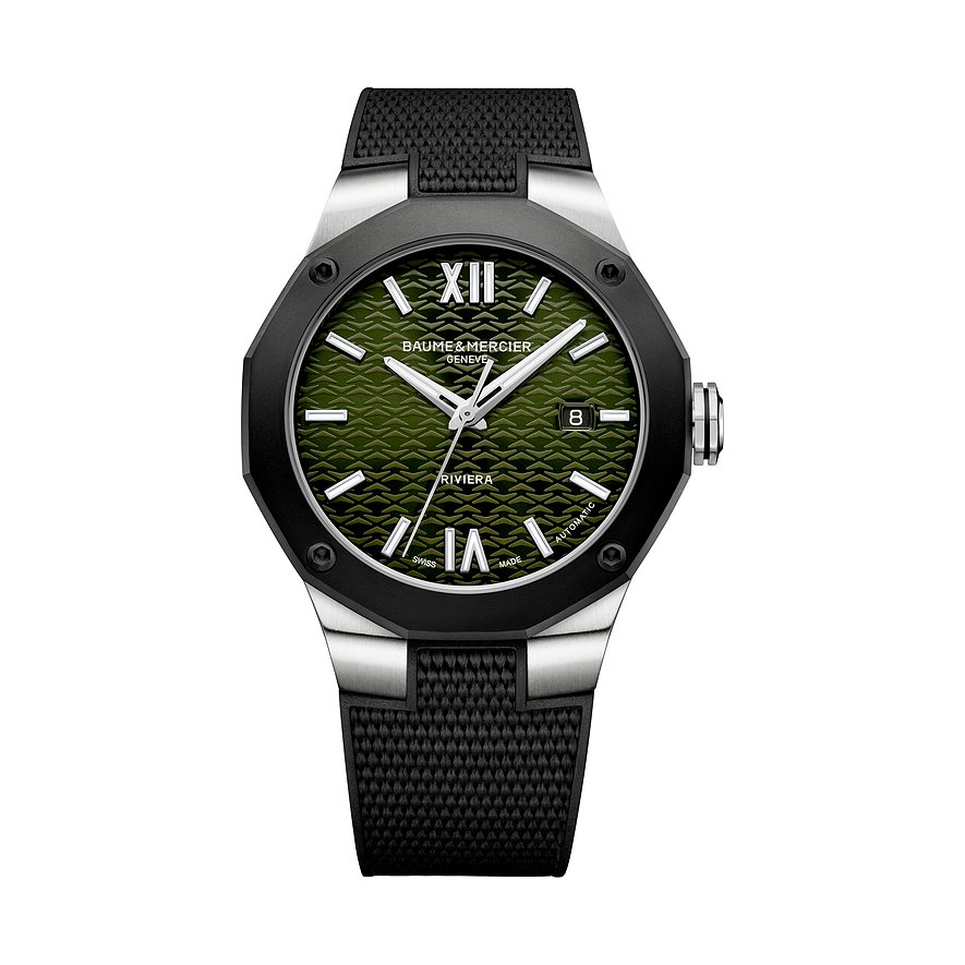 Baume & Mercier Herrenuhr Riviera M0A10763, Herren, Edelstahl, Armband: Kautschuk, Automatik, analog