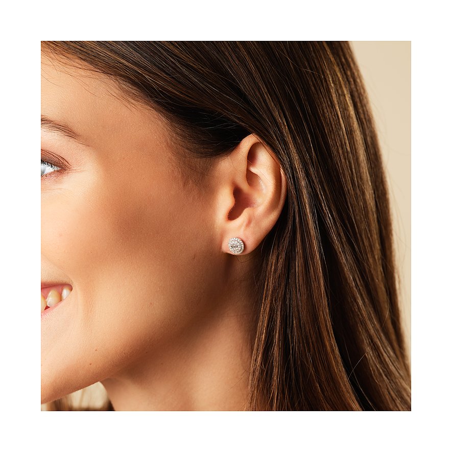 CHRIST Ohrstecker aus 750 Weißgold mit Diamanten, rund.