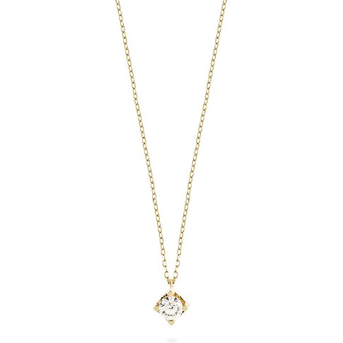 CHRIST collier van 585 geelgoud met een enkele diamant in een vierkante zetting.
