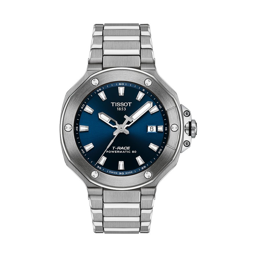 Tissot Herrenuhr T-Race Powermatic 80 T1418071104100, Herren, Edelstahl, Armband: Edelstahl, Automatik, analog