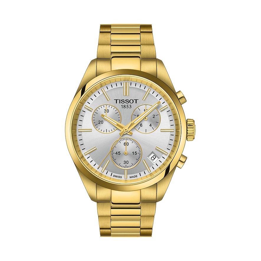 Tissot Chronograph PR100 Quarz Chronograph T1504173303100, Herren, Edelstahl, Armband: Edelstahl, PVD beschichtet, Quarz, analog