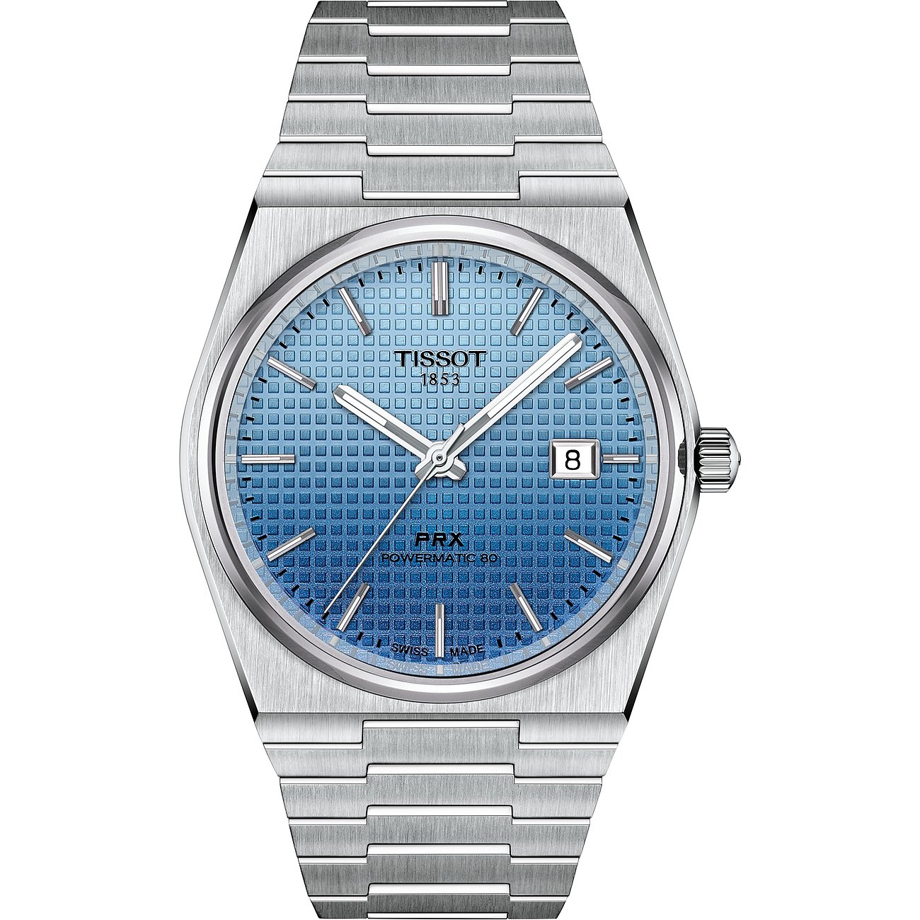 Tissot Herrenuhr mit Edelstahlgehäuse, blaues Zifferblatt, analog, Datum.
