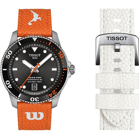 Tissot Automatik-Uhr mit Edelstahlgehäuse und analoger Anzeige.