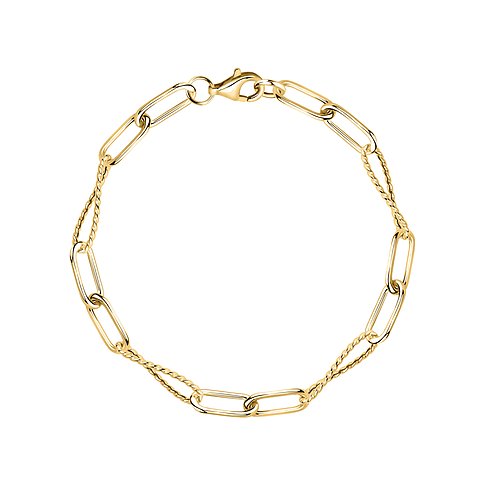 Armschmuck aus 585er Gelbgold mit ovalen Glieder- und gedrehten Kettensegmenten