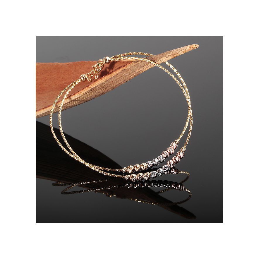 CHRIST armband van 585 geelgoud, witgoud en roségoud met facetparels.