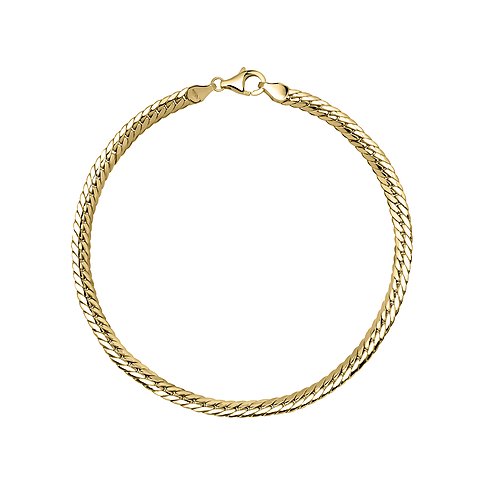 CHRIST 585er Gelbgold Armschmuck mit glatter Schlangenkette und glänzendem Karabinerverschluss.