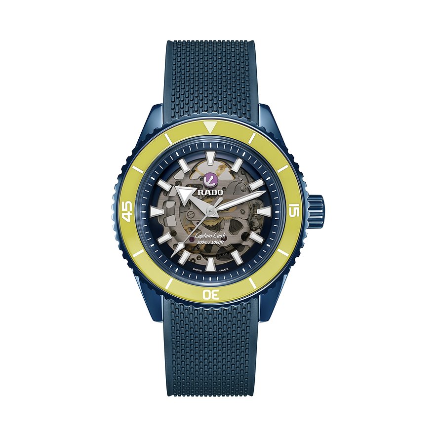 Rado Herrenuhr Captain Cook Skeleton Limited Edition R32152208, Herren, Keramik, Armband: Kautschuk, Automatik, analog