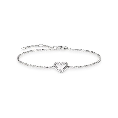 Thomas Sabo Armband aus 925er Silber mit Zirkonia, Herz-Anhänger.