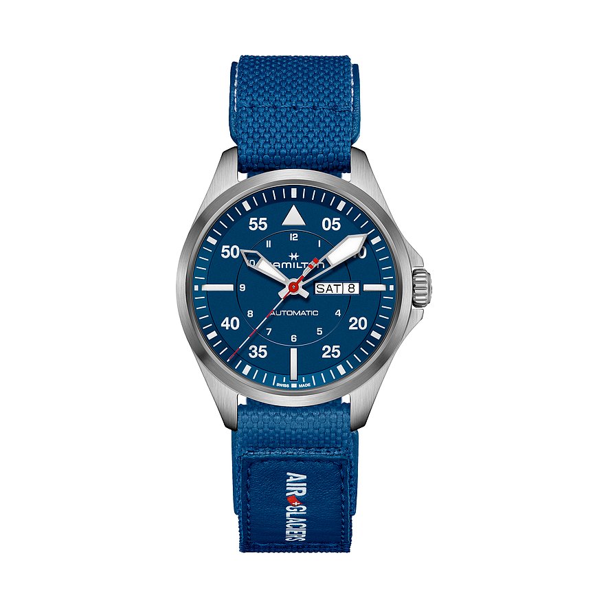 Hamilton Uhren-Set inkl. Wechselarmband Khaki Pilot Day Date Automatic H64655941, Herren, Titan, Armband: Textil, Automatik, analog