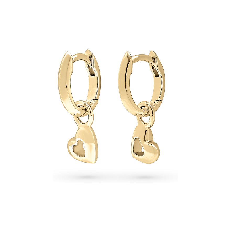 JETTE Creolen DARLING, Herz, Damen, 925er Silber, recycelt, gelbgold