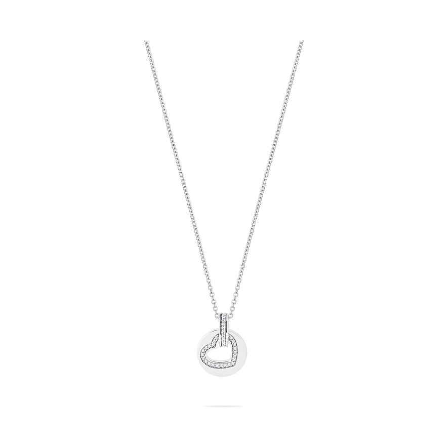 JETTE Kette STEADY LOVE, Herz, Zirkonia, synthetisch, Damen, 925er Silber, recycelt, silber, Verschluss: Karabiner