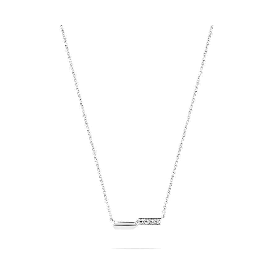 JETTE Kette CONTEMPORARY, Herz, Zirkonia, synthetisch, Damen, 925er Silber, recycelt, silber