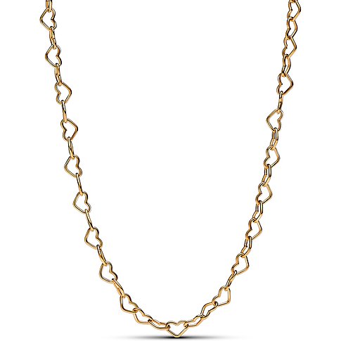 Pandora Halskette aus Metall mit Herz-Gliedern.