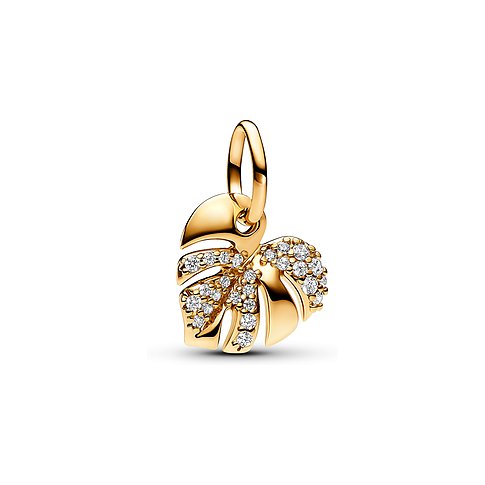 Pandora Anhänger aus gelbgoldfarbenem Metall mit Zirkonia besetzt.
