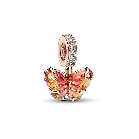 Pandora Anhänger aus rosévergoldetem Metall mit bunten Steinen und Zirkonia.