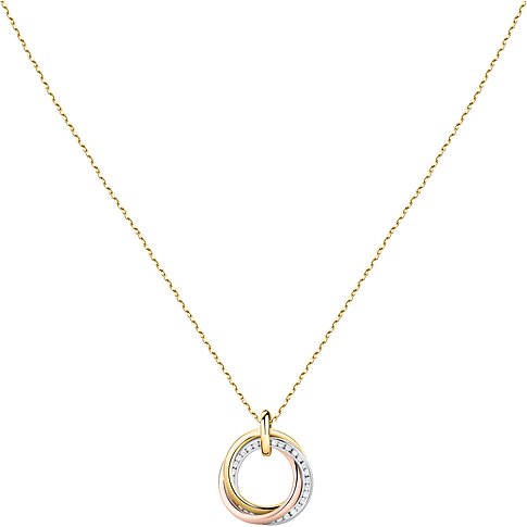 Collier FAVS en or jaune, blanc et rose 375 avec zircones.