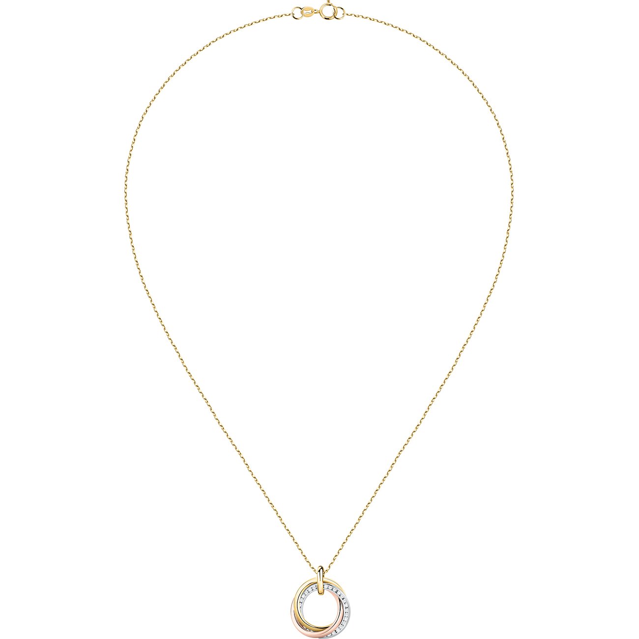 FAVS Halsschmuck aus 375 Gelbgold mit Zirkonia und roséfarbenen Akzenten.