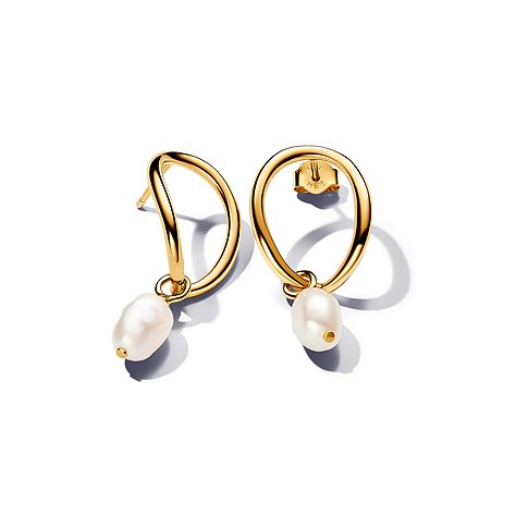 Pandora Ohrringe aus Metall mit Perlen, goldfarben.