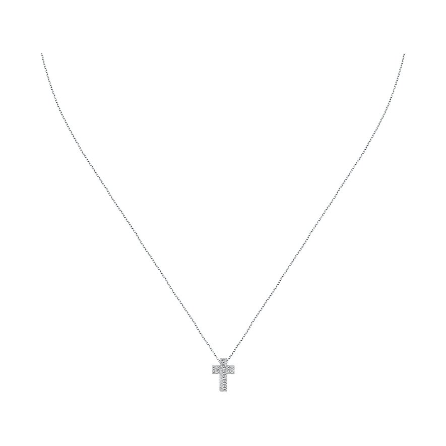 FAVS Kette, Kreuz, Zirkonia, Damen, 375er Weißgold, weißgold