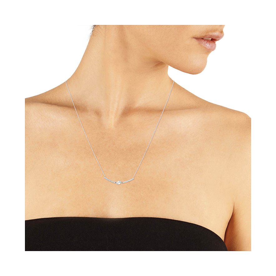 FAVS Halsschmuck aus 375 Weißgold mit Zirkonia und gebogenem Stab.