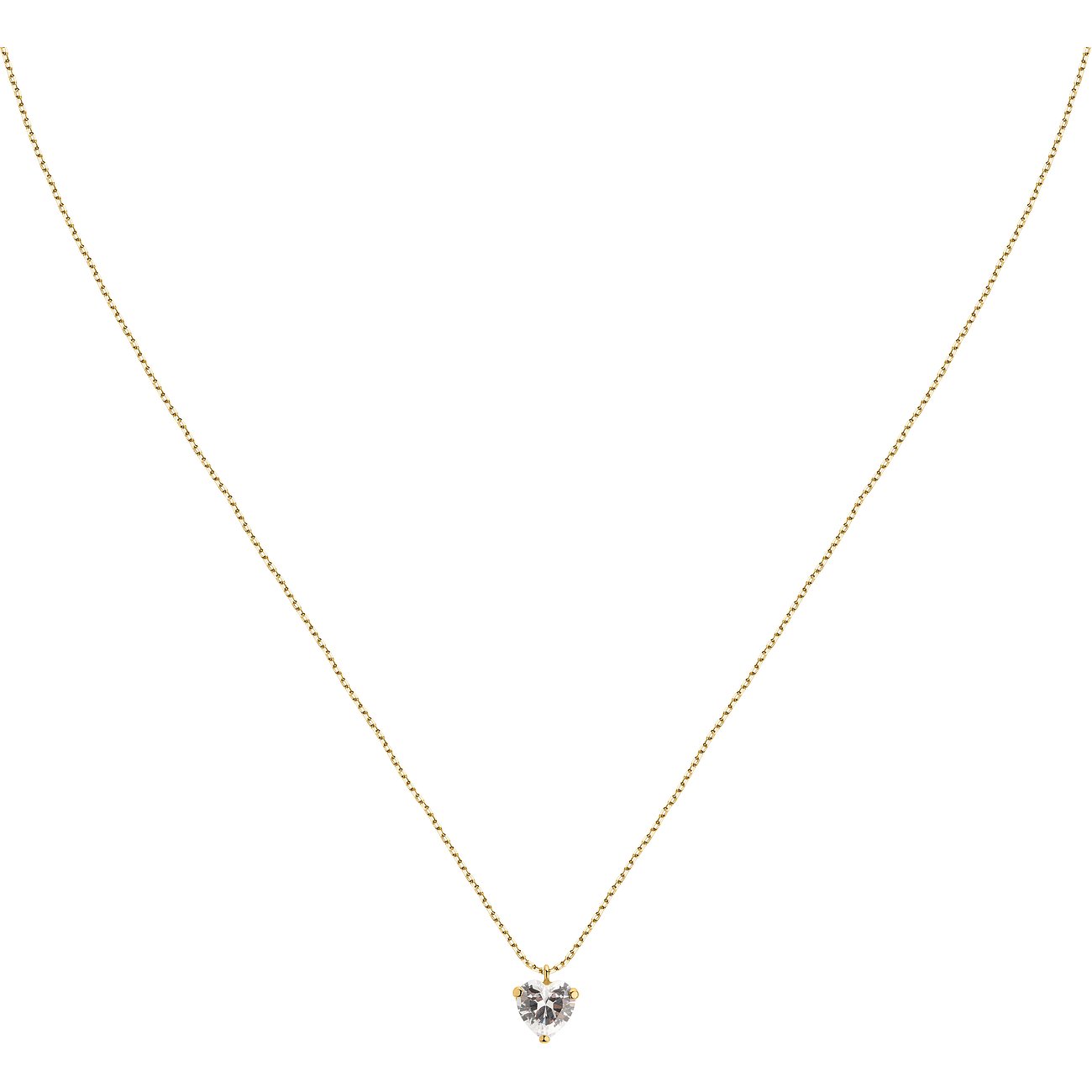 FAVS Kette aus 375 Gelbgold mit Zirkonia im Herzschliff.