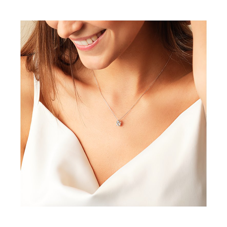 Collier CHRIST en or blanc 585 avec aigue-marine.