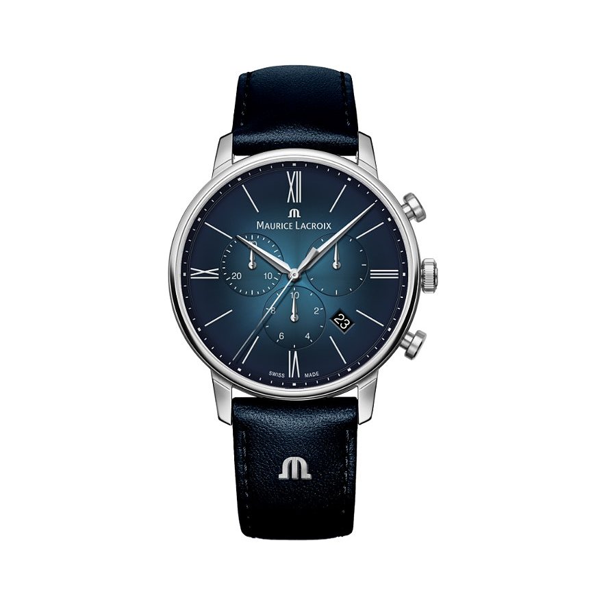 Maurice Lacroix Chronograph Eliros EL1098-SS001-410-4, Unisex, Edelstahl, Armband: Kalbleder, Quarz, analog