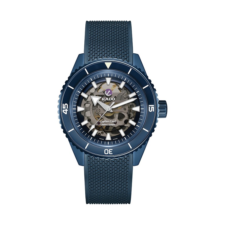 Rado Herrenuhr Captain Cook High-Tech Ceramic Skeleton R32153209, Herren, Keramik, Armband: Kautschuk, Automatik, analog