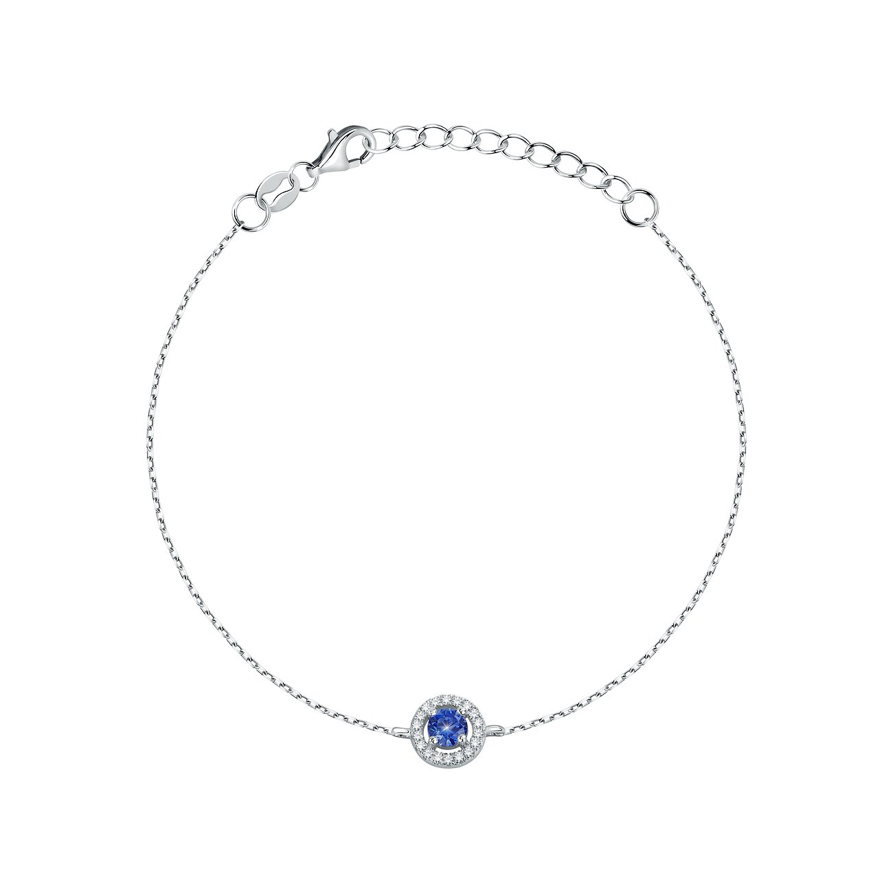 FAVS Armband aus 925er Silber mit blauer Zirkonia und weißen Steinen.