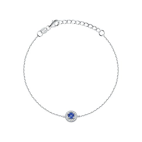 FAVS Armband aus 925er Silber mit blauer Zirkonia und weißen Steinen.