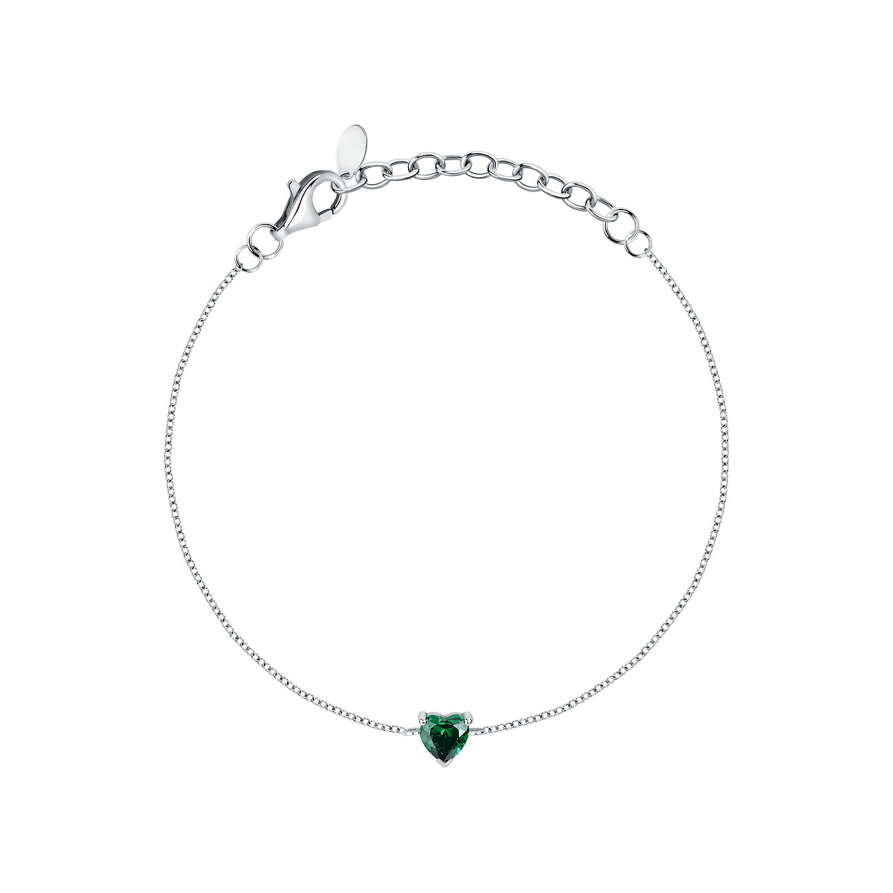 FAVS Armband aus 925er Silber mit grünem Zirkonia-Herz.