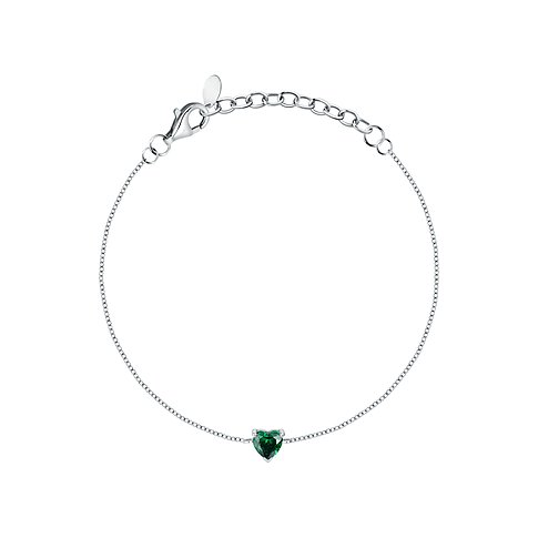 FAVS Armband aus 925er Silber mit grünem Zirkonia-Herz.