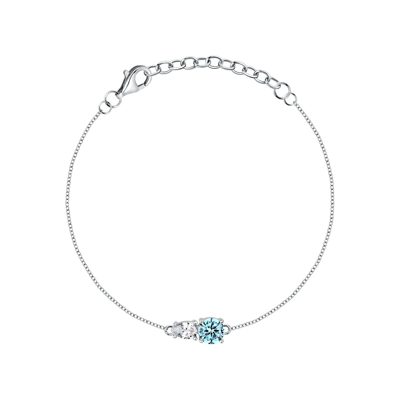 FAVS Armband aus 925er Silber mit blauem Zirkonia und weißem Stein.
