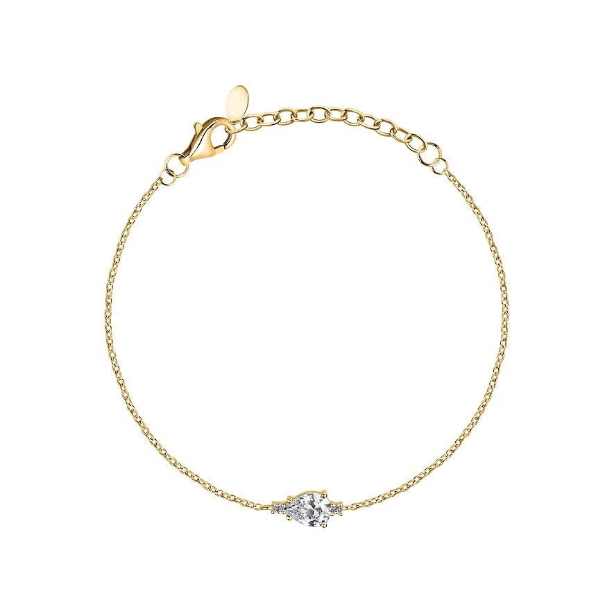 FAVS Armband, Zirkonia, Damen, 925er Silber, gold, Verschluss: Karabiner