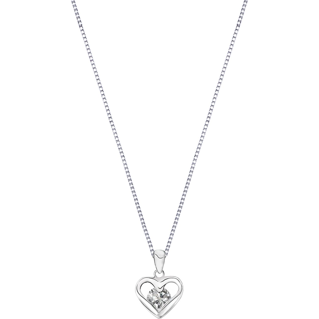 FAVS Halskette aus 925er Silber mit Zirkonia im Herzen.
