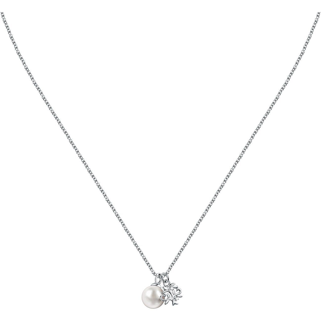 FAVS Halsschmuck aus 925er Silber mit Zirkonia und Perle.