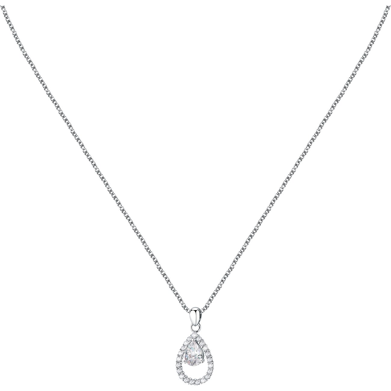 Collana FAVS in argento 925 con zircone a goccia.