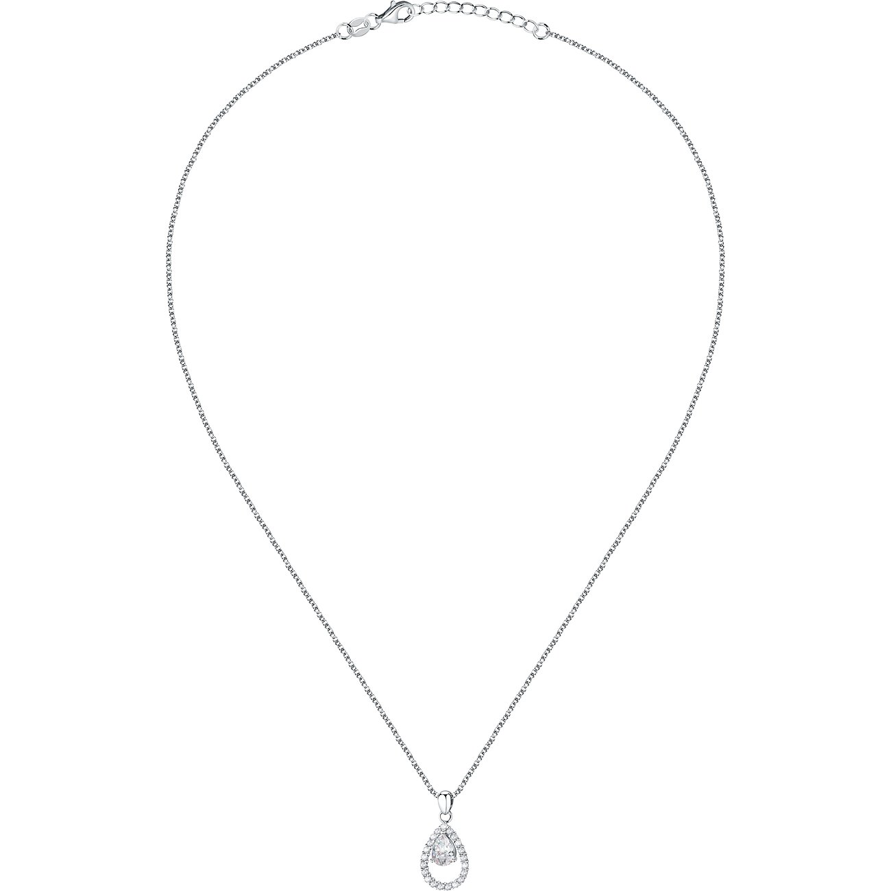 Collana FAVS in argento 925 con zircone, forma a goccia.
