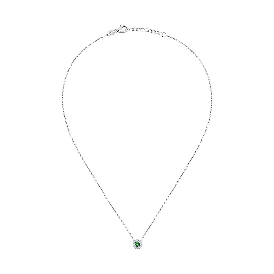 Collana FAVS in argento 925 con zircone e pietra verde.