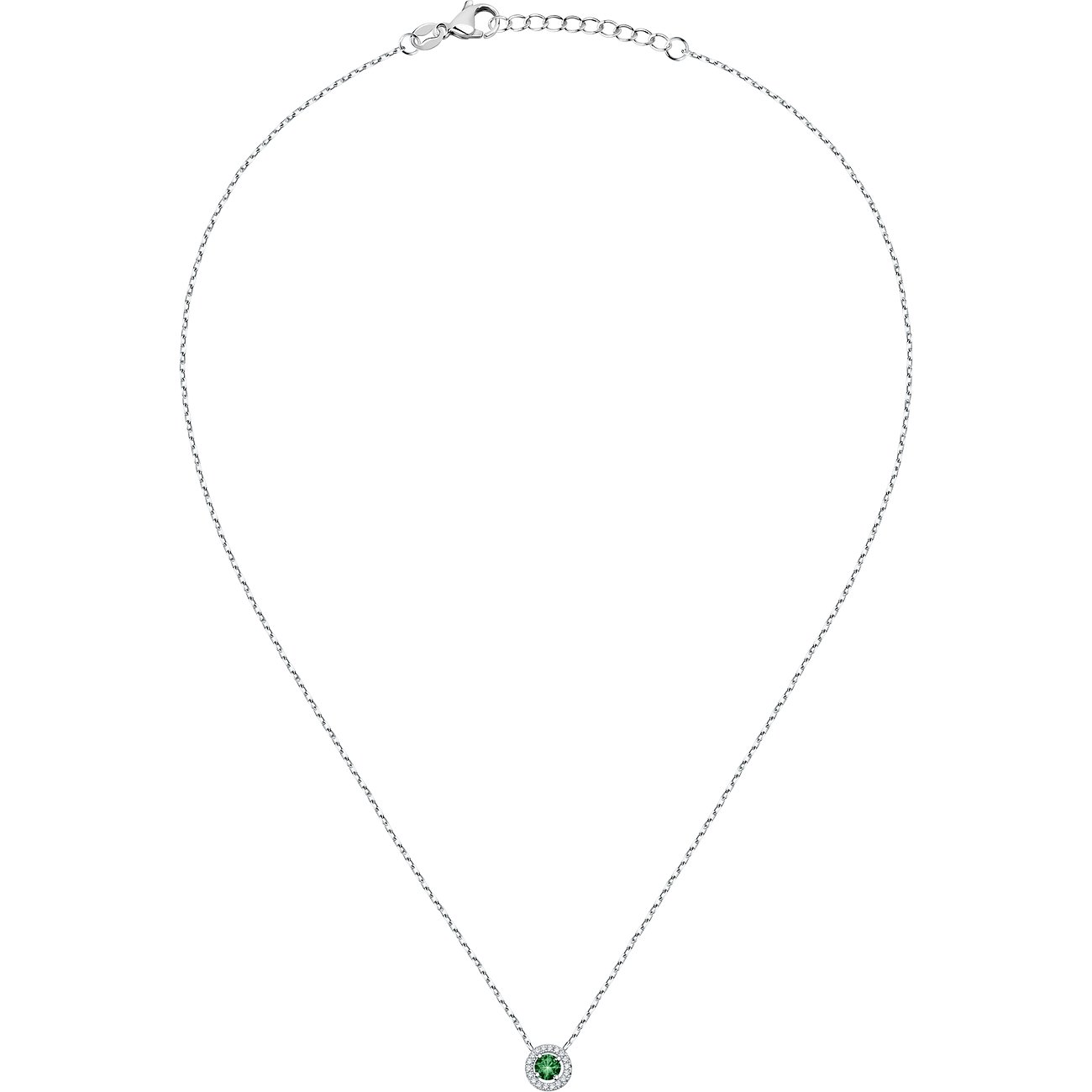 Collana FAVS in argento 925 con zircone e pietra verde.