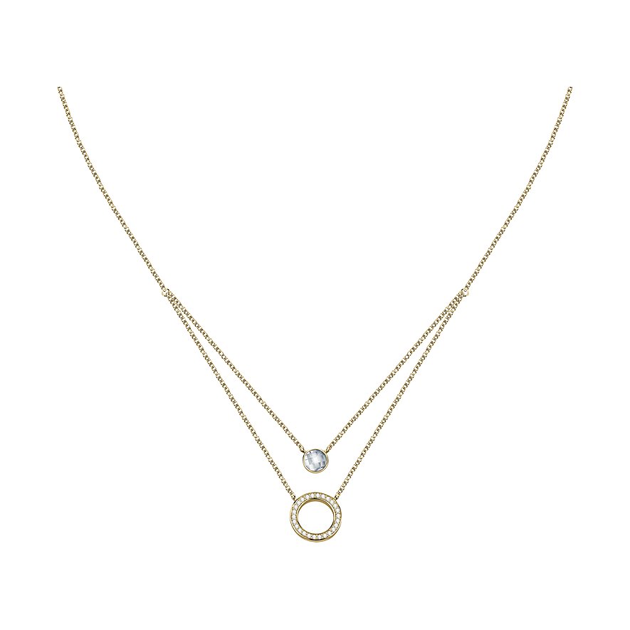 FAVS Kette, Zirkonia, Damen, 925er Silber, gold, Verschluss: Karabiner