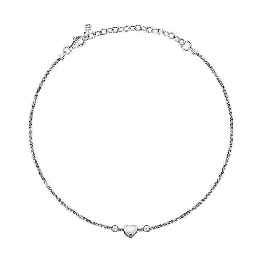 FAVS ankelkæde i 925 sterling sølv med hjertevedhæng og kugler.
