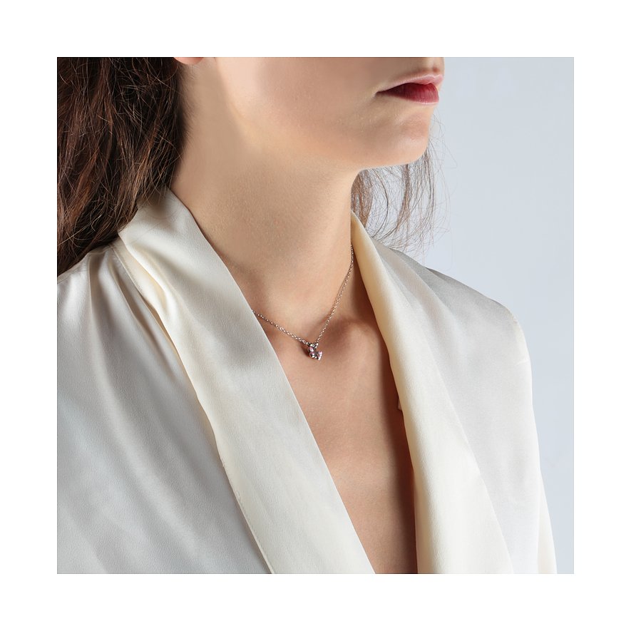 Collana FAVS in argento 925 con pietre rosa.